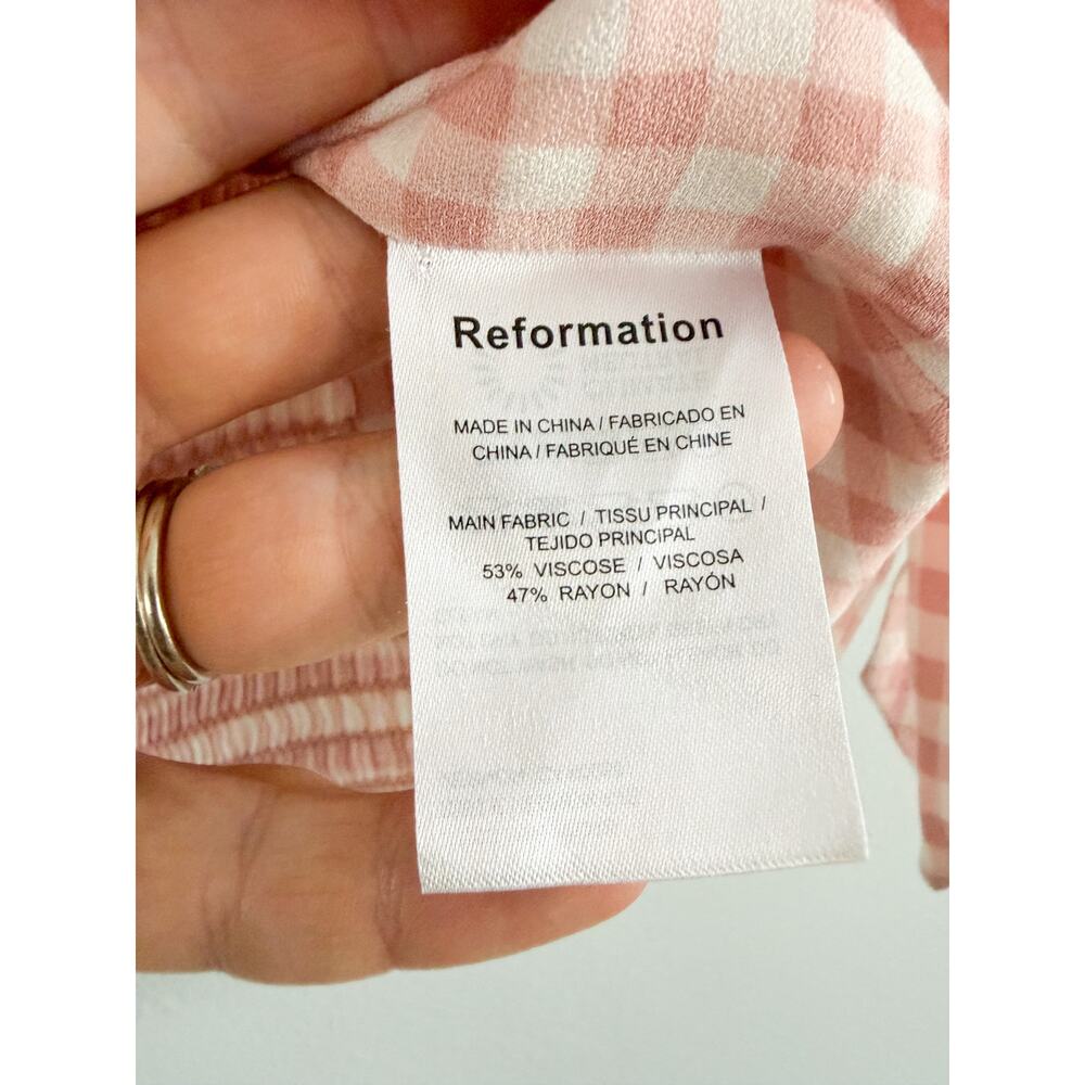 Reformation | Ellora Pink Gingham Tie Strap Tank Top | Sz 6 - Picture 6 of 9